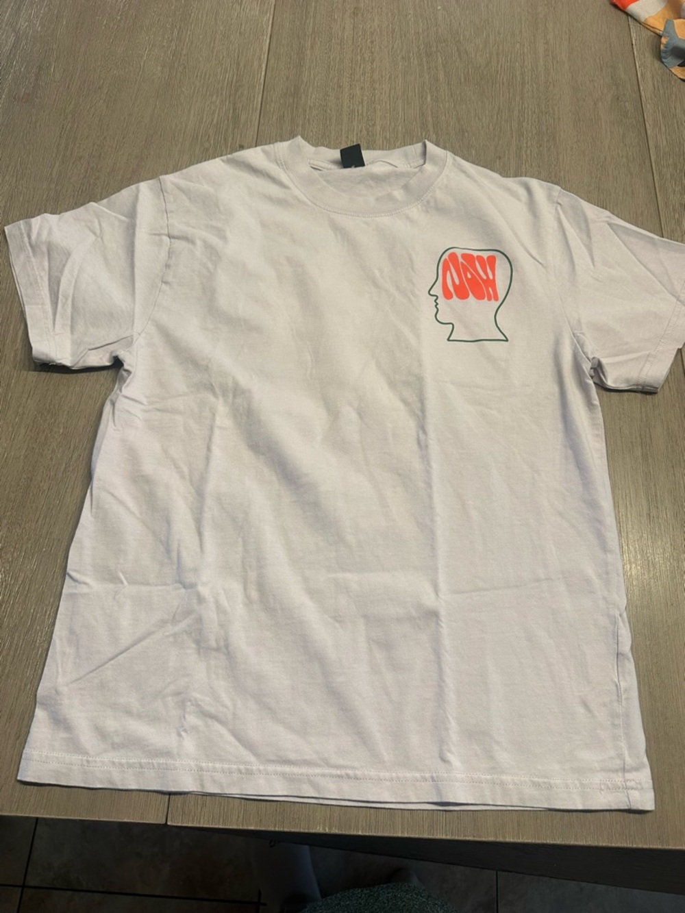 Brain Dead White Short Sleeve Tee with Orange Head Motif